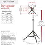 Tripod TV Floor Stand 13-65 Inch Tilt and Height Adjustment Stand, Holds up to 80 Lbs, 2 Year Warranty, Portable and Foldable, Fits LED OLED LCD