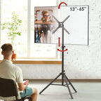 Tripod TV Floor Stand 13-65 Inch Tilt and Height Adjustment Stand, Holds up to 80 Lbs, 2 Year Warranty, Portable and Foldable, Fits LED OLED LCD