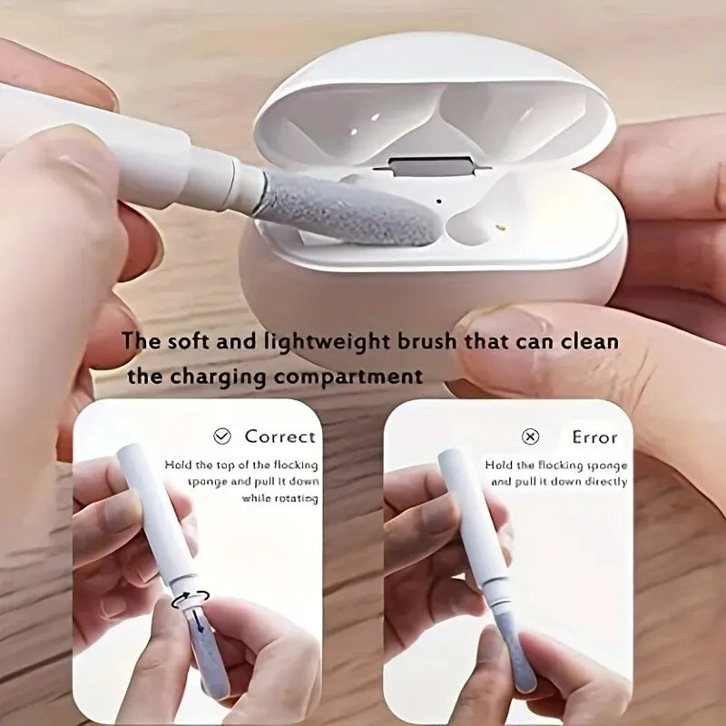 3-In-1 Small Bluetooth Earbud Cleaning Tool Multi-Function Cleaning Kit with Cleaning Pen, Wireless Headset Brush